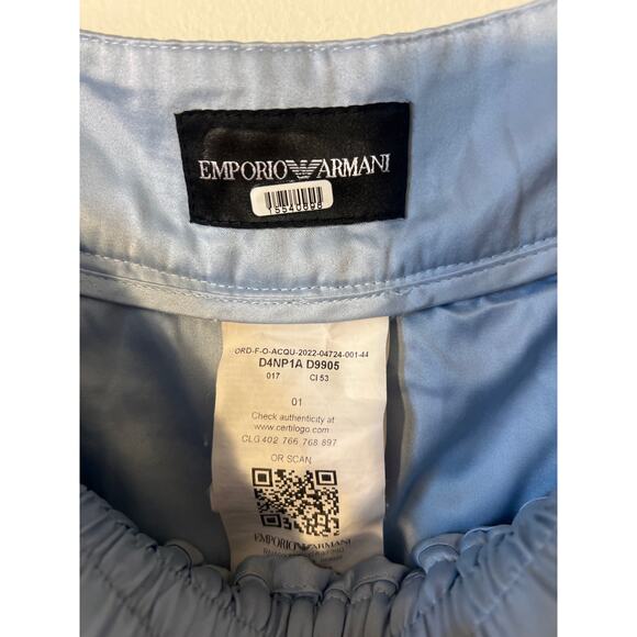 RTR Emporio Armani Sz 44 / Large Blue Boucle Gathered Pull-On Shorts  tweed - Picture 5 of 7